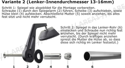 Area1 Styling Set - Motorrad Lenkerenden Spiegel Set e-geprüft + Gewindeabdeckung + Lenkergriffe. Ko