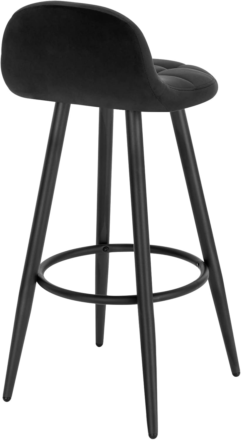 WOLTU Barhocker 2er Set, Barstuhl mit Samtbezug, gepolsterter Küchenhocker, mit Rückenlehne und Fuss