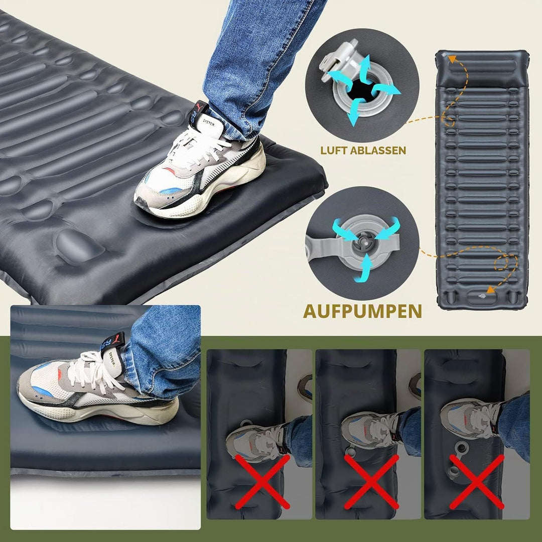 Camping Isomatte 14cm Dick mit Fusspresse Pumpe,Upgrade Campingmatte Verdickte Schlafmatte Outdoor m