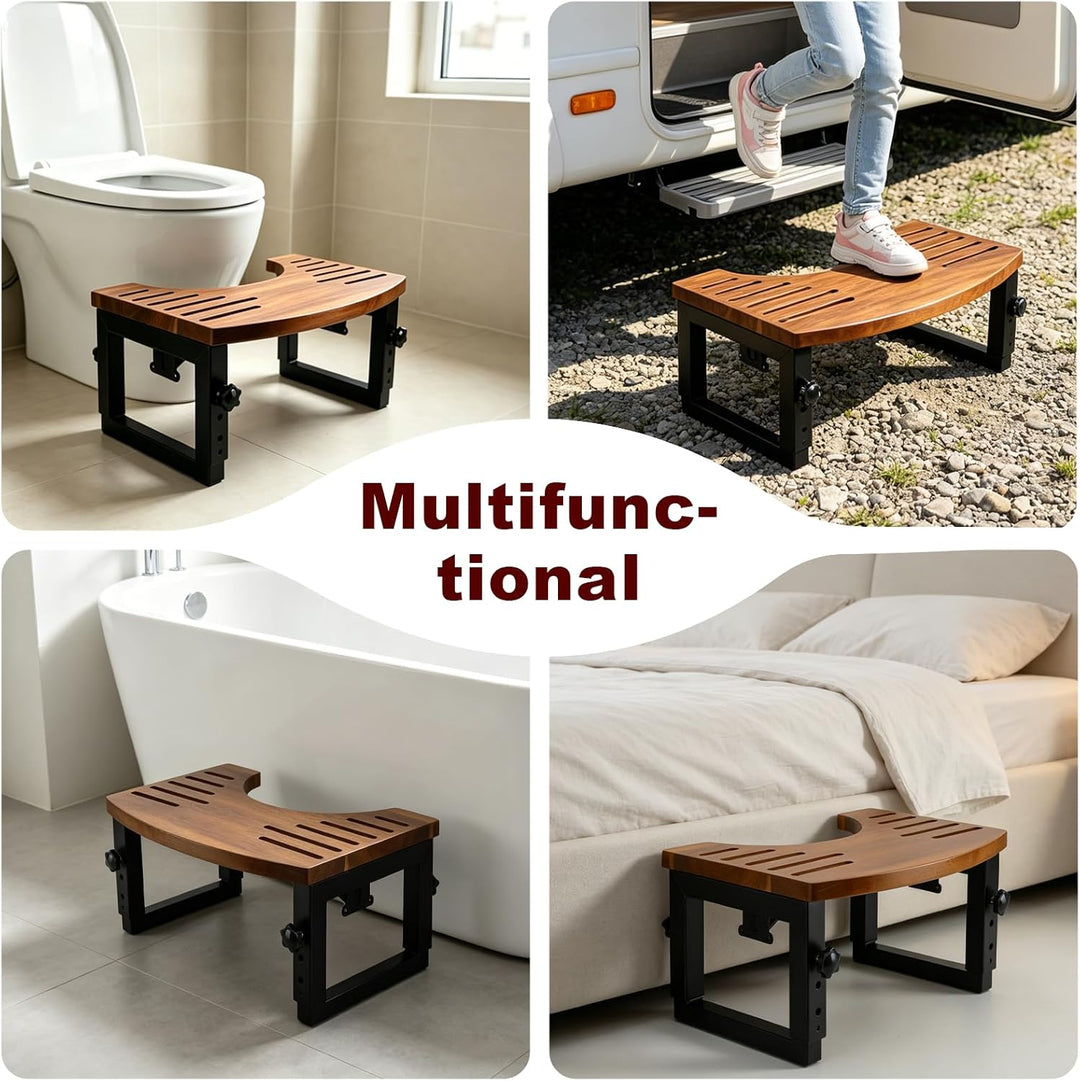 Toilettenhocker Erwachsene Klappbar aus Holz Höhenverstellbarer Klo hocker 18-23cm Rutschfester Kack