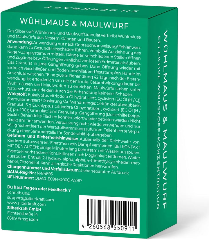 Silberkraft Wühlmaus- & Maulwurf-Vertreiber Granulat 200g - Repellent zur Vertreibung über Duftstoff