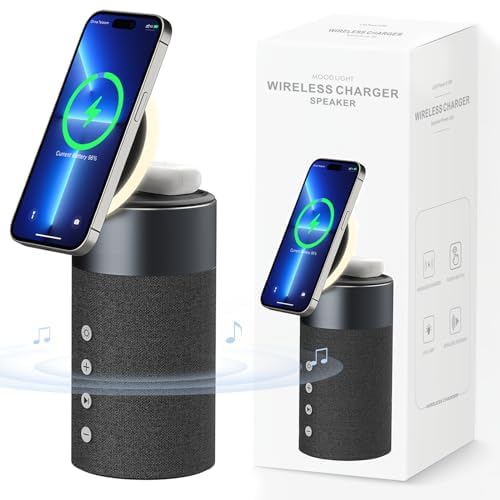 COLSUR Bluetooth Lautsprecher, Mag-Safe Kabelloses Ladegerät, Bluetooth Lautsprecher mit Nachtlicht,