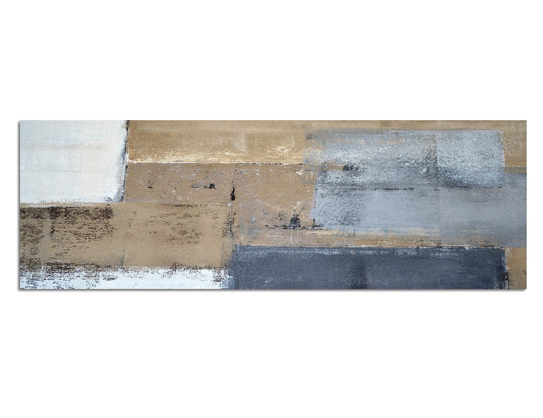 Paul Sinus Art Panoramabild auf Leinwand und Keilrahmen 150x50cm Malerei Kunst abstrakt grau braun