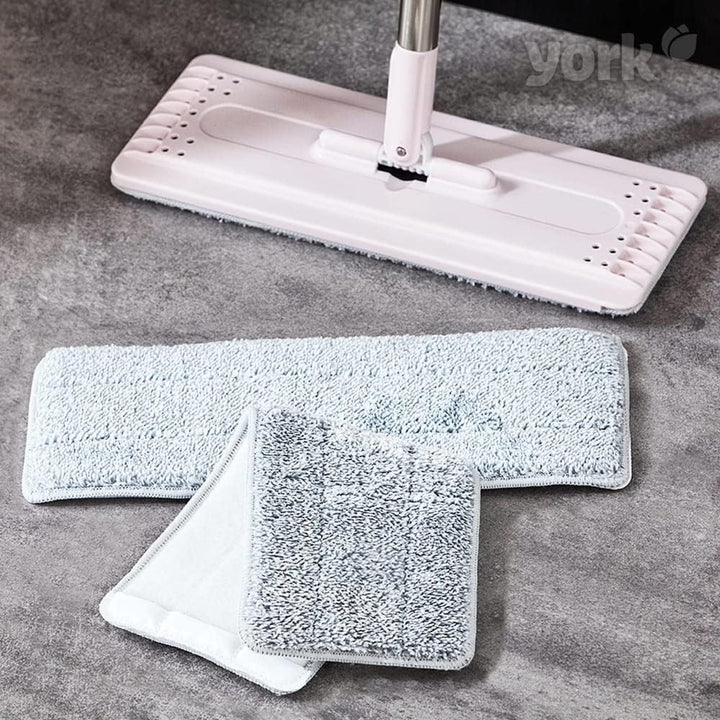 York Flachmopp Handy mit Stiel und Eimer | aus Mikrofaser | saugfähig | für Bodenreinigung | ohne Wa
