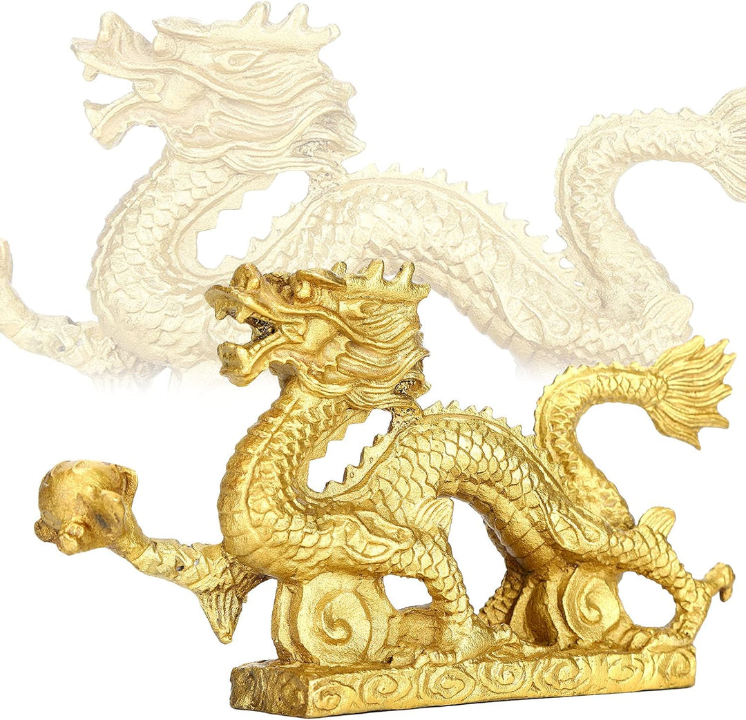 GLOGLOW Chinesische Drachen-Ornamente, Messing, Glücksdrachen-Ornamente, Basteln, Drachen-Skulptur,