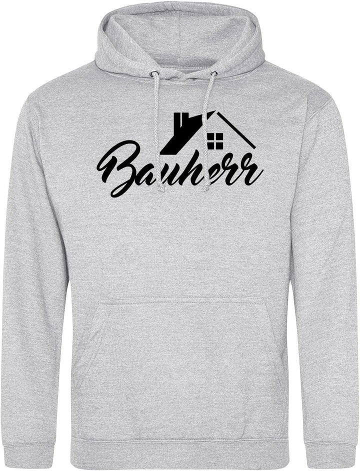 huuraa Unisex Hoodie Bauherr Schriftzug Pullover Vegan Grösse S-3XL mit Motiv für Hausbesitzer Gesch
