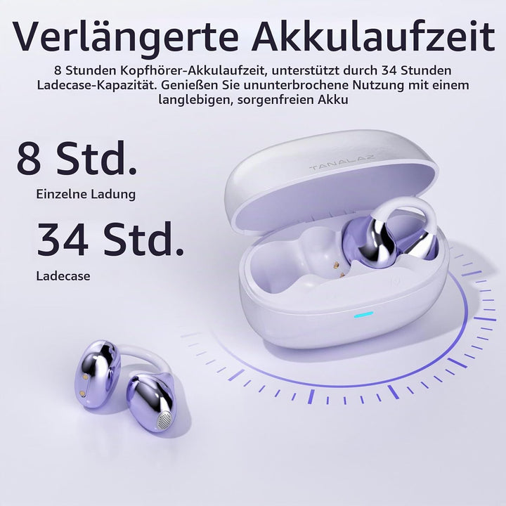 Open-Ear-Kopfhörer I5, Kabellose Bluetooth 6.0 Clip-On-Ohrhörer mit ENC, IPX5 wasserdicht, 36 Std. L