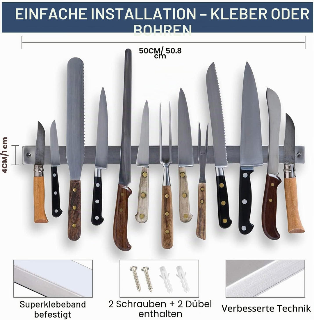 [Verbesserte 50cm] Magnetleiste Messer, Extra Starker Magnet Messerhalter aus Edelstahl, Magnetleist
