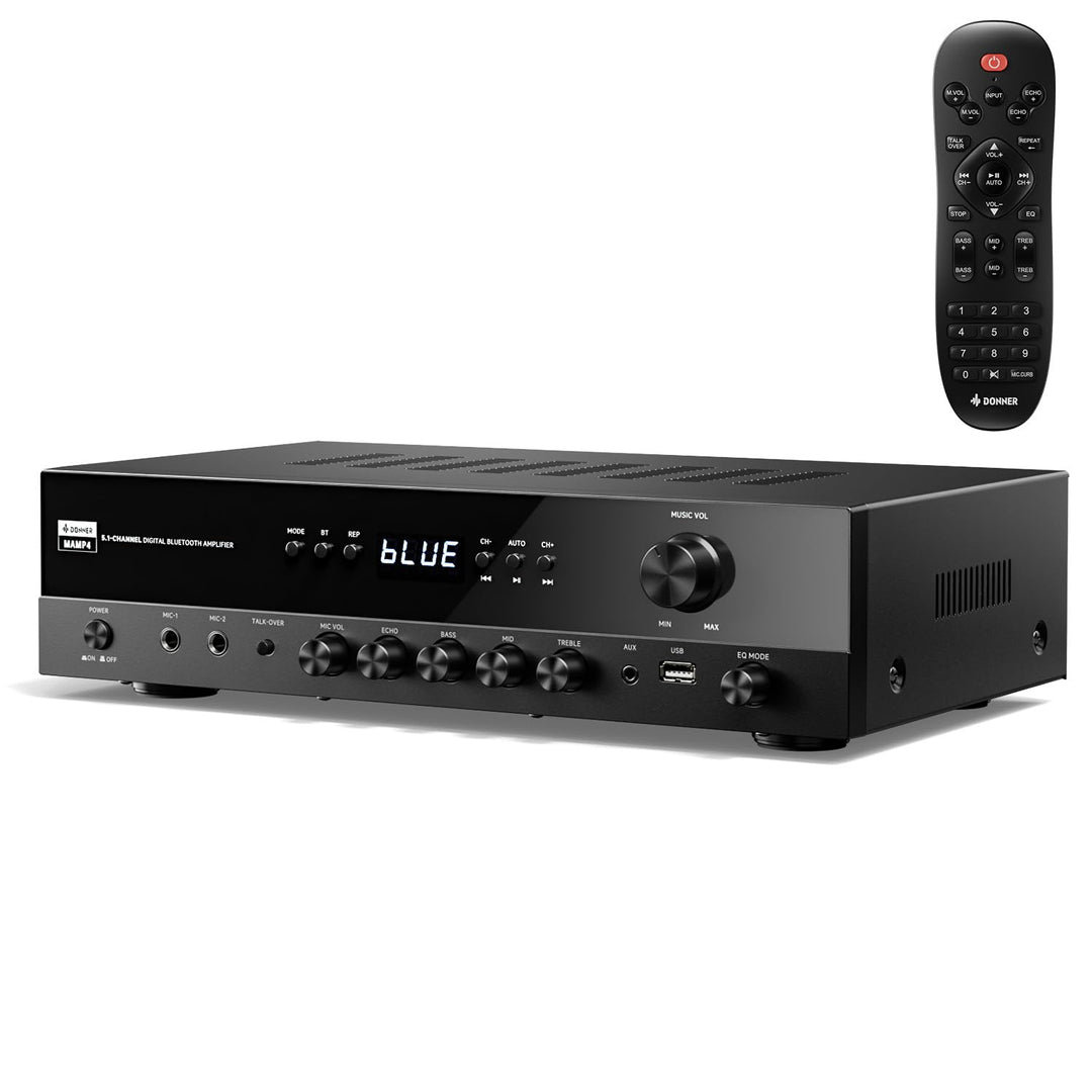 Donner Audio-Leistungsverstärker, 5.1-Kanal-Audioverstärker mit Bluetooth 5.3, optischem/koaxialem E