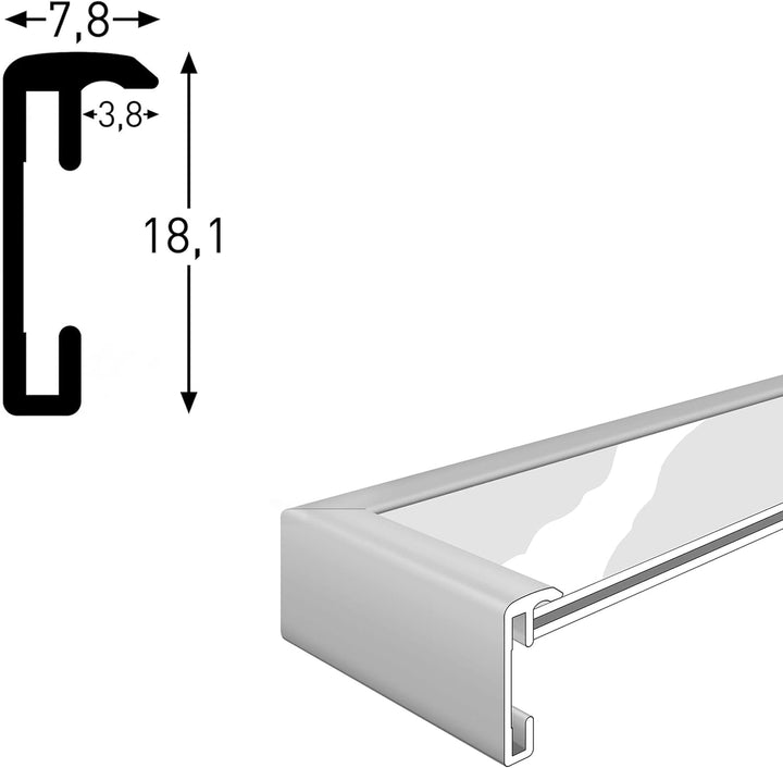 accent by nielsen Aluminium Bilderrahmen Accent, 50x60 cm, Silber Matt 50 x 60 cm Silber Matt, 50 x