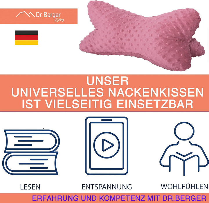 Dr. Berger Leseknochen Nackenrolle Lesekissen 40x18 cm Minky Design - 380g Baumwolle extra flauschig