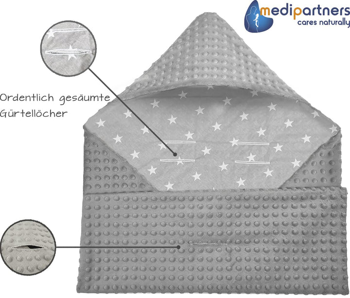 Medi Partners Einschlagdecke 100% Baumwolle 85x85cm Kuscheldecke für Kinderwagen Babyschale universa