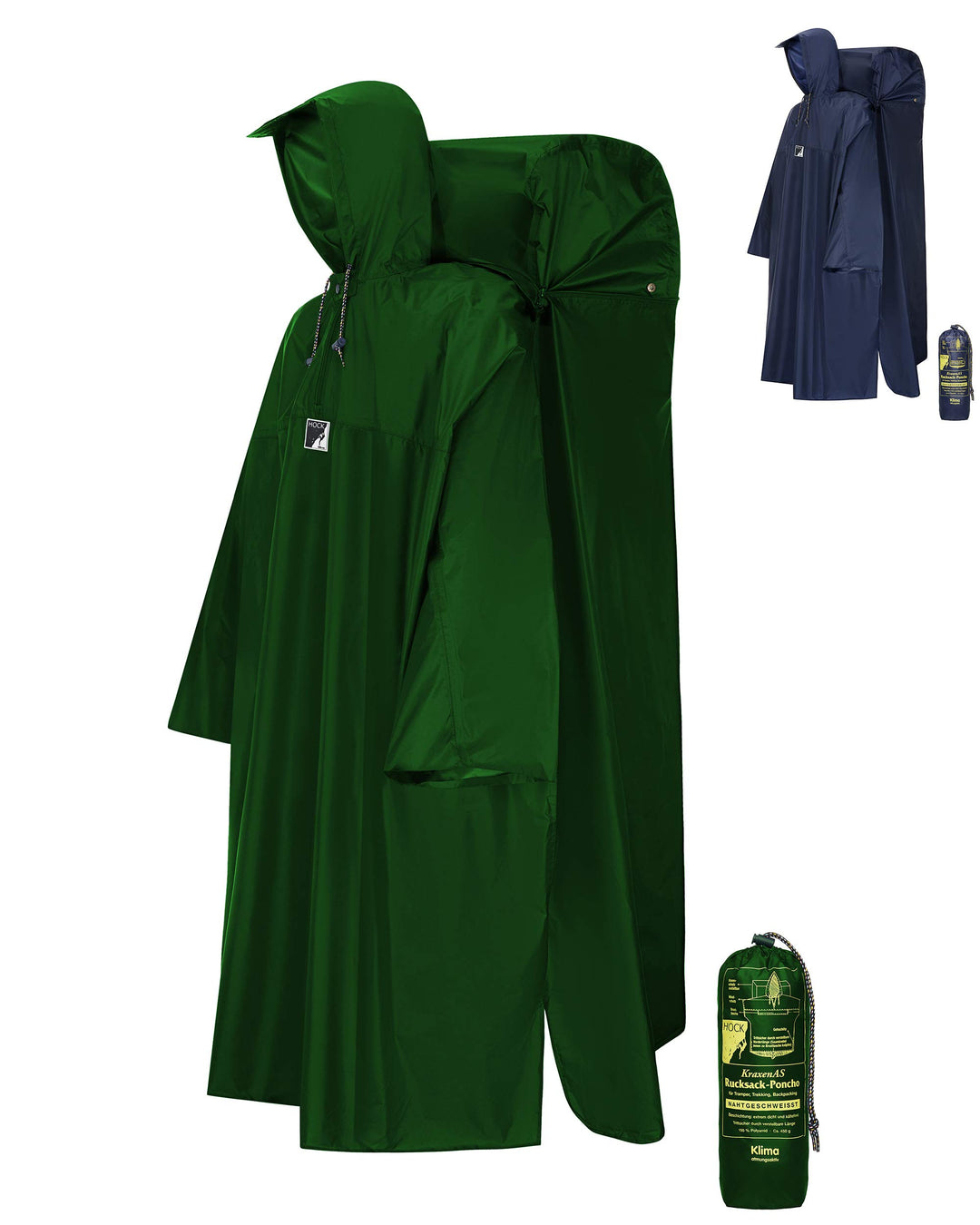 HOCK Regenponcho Wandern 'Kraxen AS' mit Rucksack Regenschutz – Herren & Damen Regencape Atmungsakti