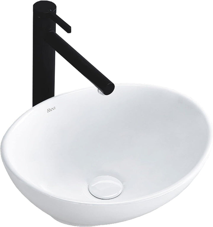 VBChome Waschbecken Kleine 41 x 35 x 15 cm Mini Keramik Weiss Oval Waschtisch Handwaschbecken Aufsat