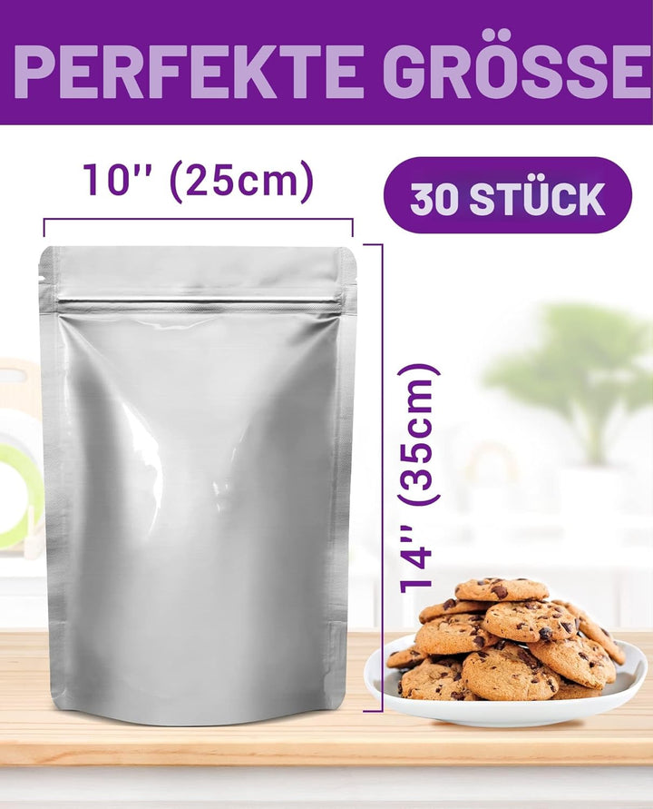 Midukit Mylar bags zur langfristige Lagerung Aufbewahrung von Lebensmitteln, 25 x 35 cm, 8,6 Mil, My