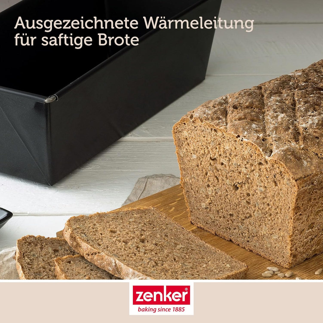 Zenker Brotbackform 2er Set - Schwarze Stahlblech Brotbackform Oval und Rechteckig, Für knuspriges B