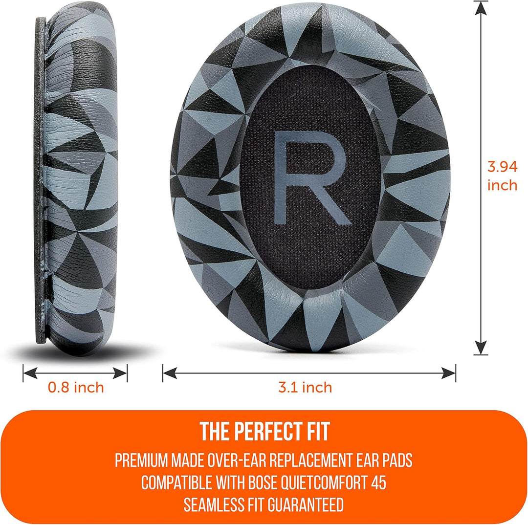 WC Wicked Cushions Extra Dicke Ersatzohrpolster für Bose QC45 (QuietComfort 45) Kopfhörer | (Geo Gra