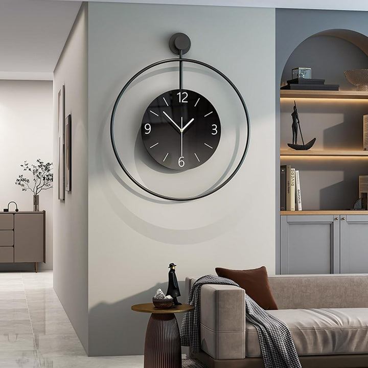 60cm Wanduhr Gross, Metall Wanduhr Ohne Tickgeräusche Lautlos Runden Modern Digitale Wanduhren-Gross