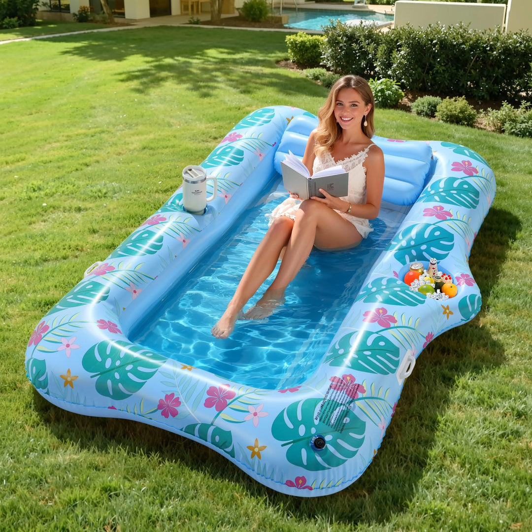 MoKo Tanning Pool Luftmatratze | Tannng Bed mit Getränkehalter, Loungesessel, Bräunungspool, Gross S
