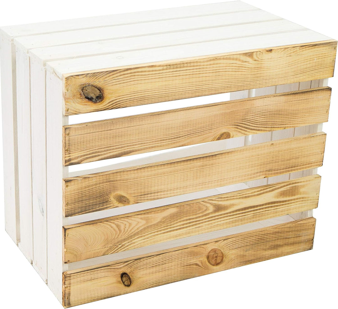 4er Set Massive Obstkiste Apfelkiste Weinkiste aus dem Alten Land +++ 50 x 40 x 30 cm (Weiss GEFL. B