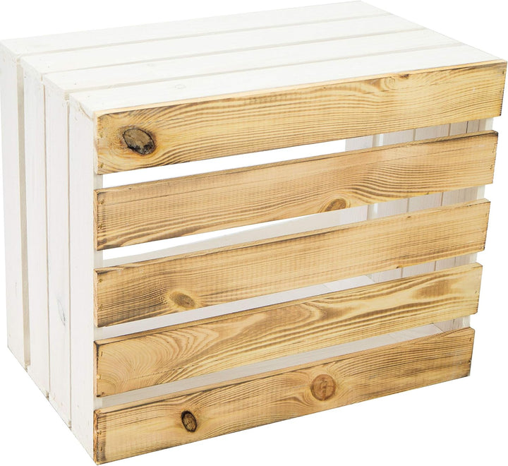 4er Set Massive Obstkiste Apfelkiste Weinkiste aus dem Alten Land +++ 50 x 40 x 30 cm (Weiss GEFL. B