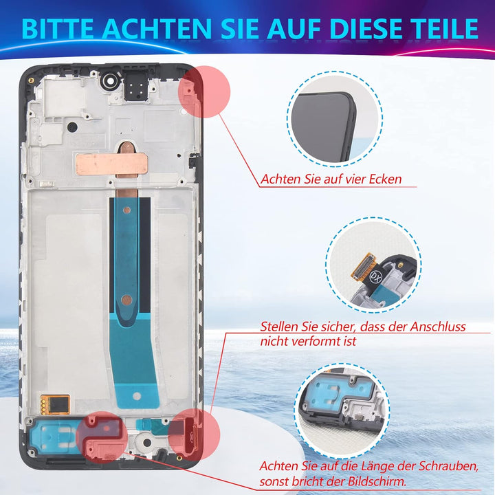 RongZy Display für Xiaomi Poco M4 Pro 4G MZB0B5VIN LCD Bildschirmersatz Digitizer Touchscreen Montie