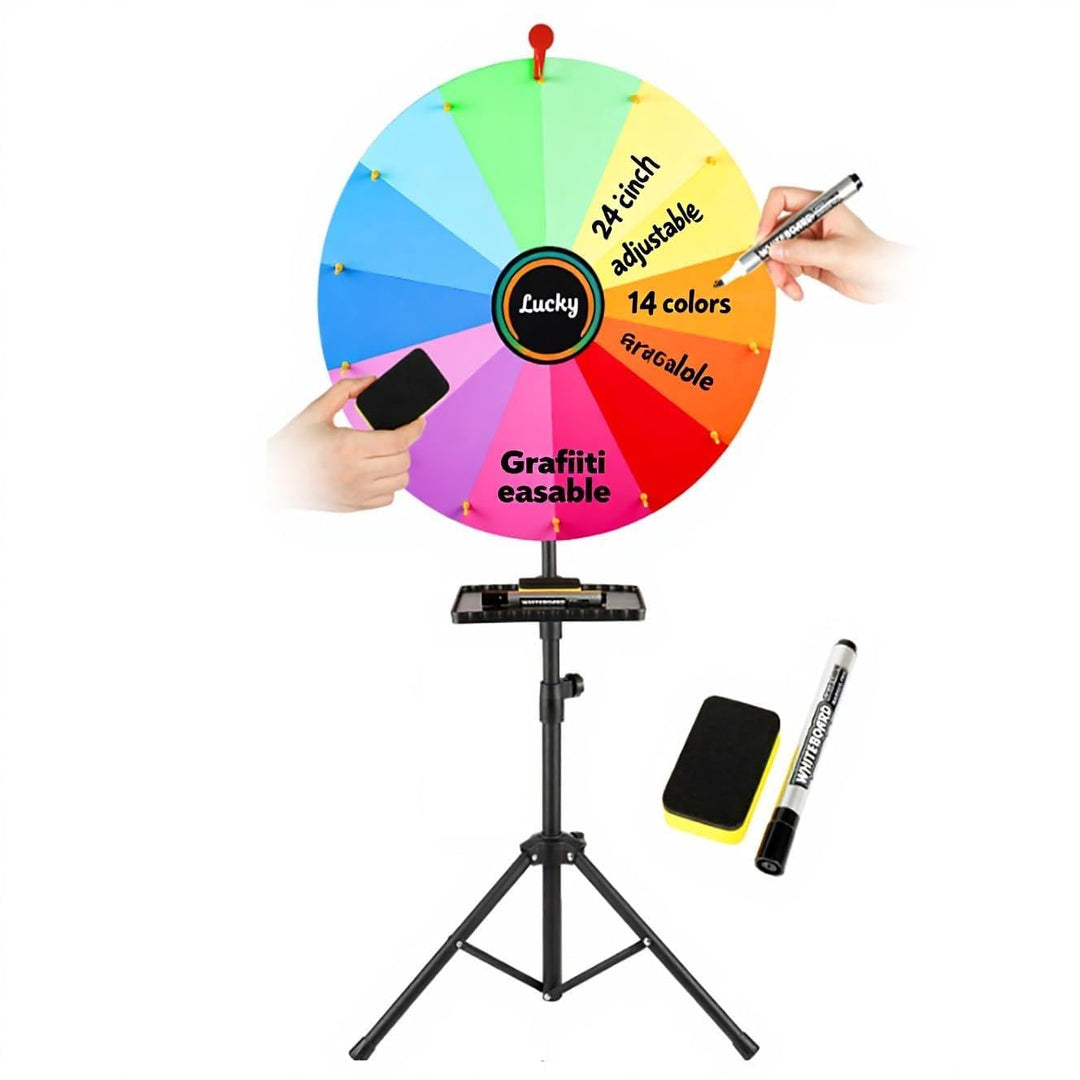 61 cm drehendes Preisrad, 14 Farben, drehbares Kritzelspiel mit löschbarem Marker, verstellbar von 9
