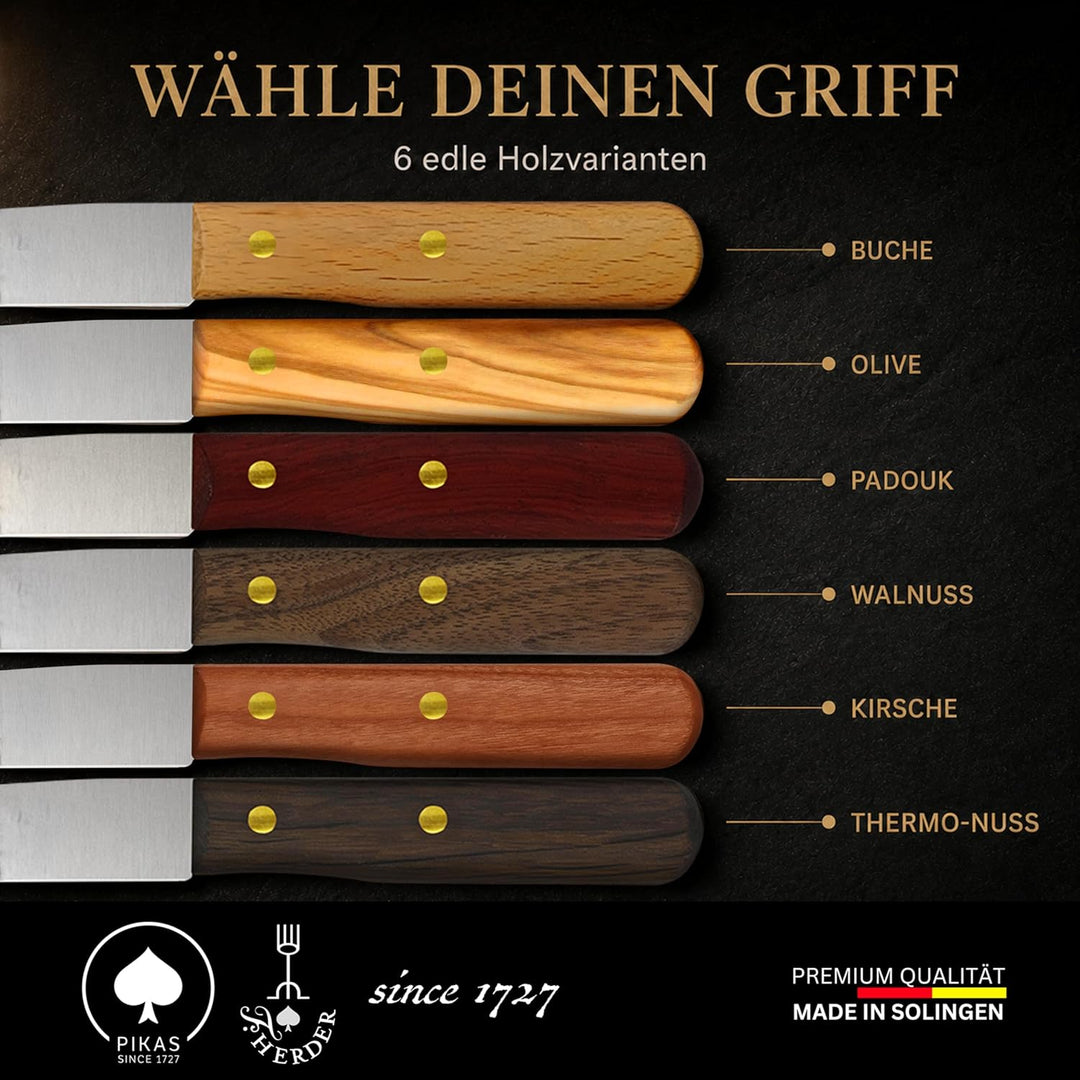 Personalisiertes Frühstücksmesser Solingen mit Holzgriff (Olive, 1x Glattschliff) Olive 1x Glattschl