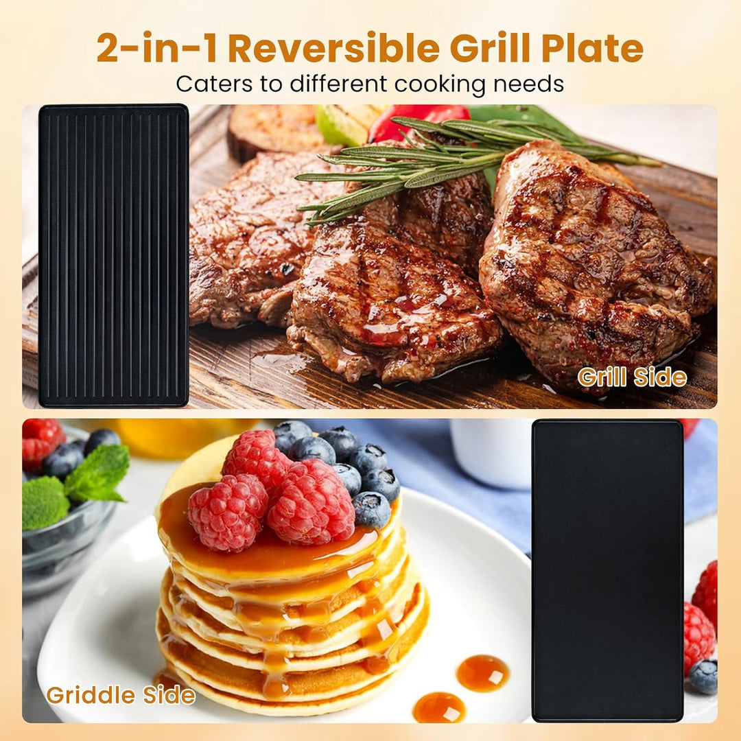 LIFEZEAL Raclette-Grill für 8 Personen, 1400W Elektrogrill mit wendbarer Antihaft-Grillplatte, 8 Pfä