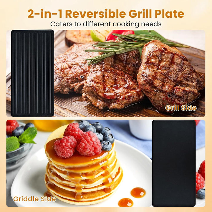 LIFEZEAL Raclette-Grill für 8 Personen, 1400W Elektrogrill mit wendbarer Antihaft-Grillplatte, 8 Pfä