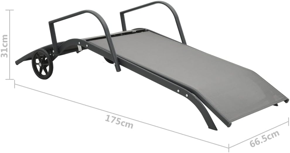 vidaXL Sonnenliege mit 2 Rädern Gartenliege Relaxliege Gartenmöbel Liege Liegestuhl Strandliege Frei