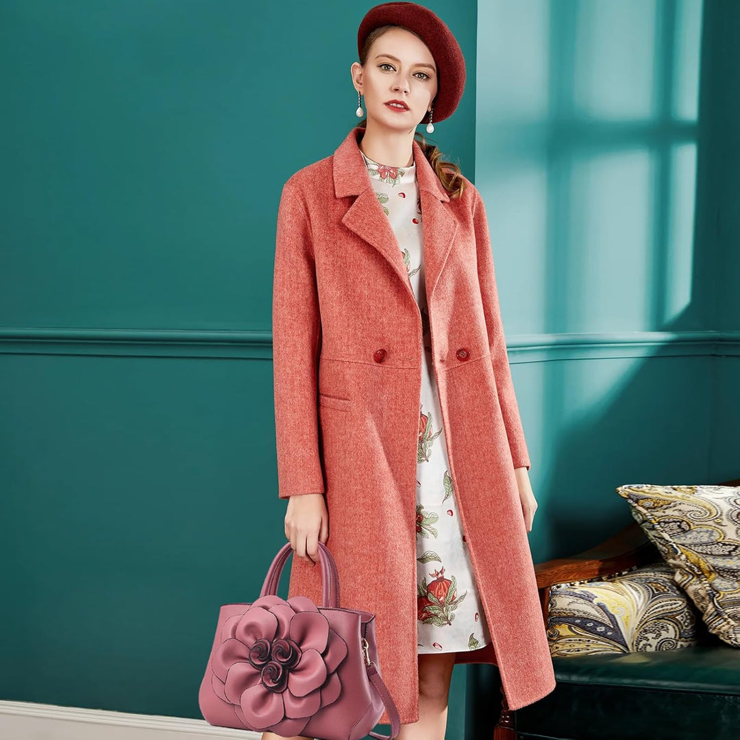 NICOLE & DORIS Modische Damen-Umhängetasche, Handtasche, Umhängetasche, Blumenmotiv Rosa, Rosa