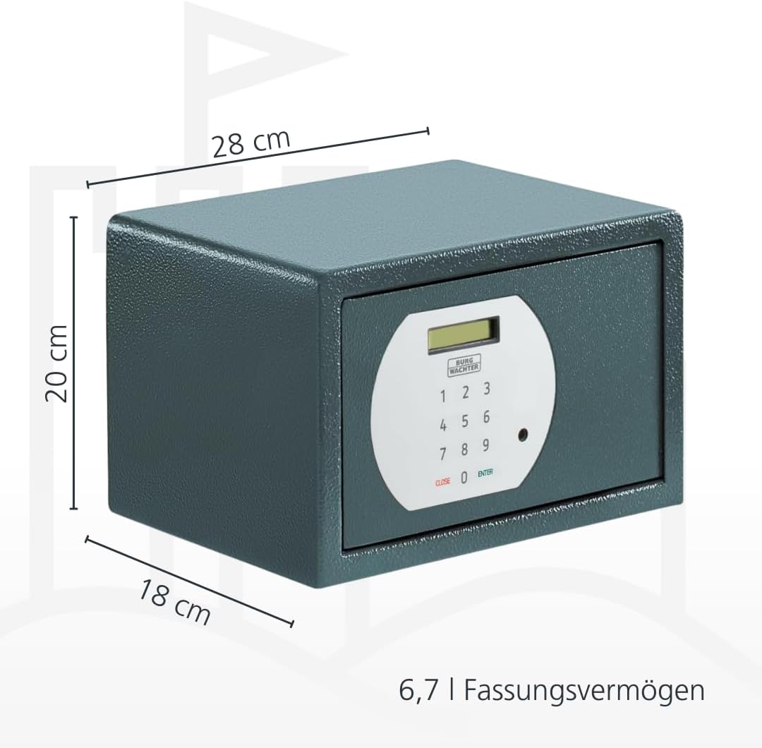 BURG-WÄCHTER Möbeltresor mit elektronischem Zahlenschloss, Zur Wand- und Bodenbefestigung, 6,7 l, 7,