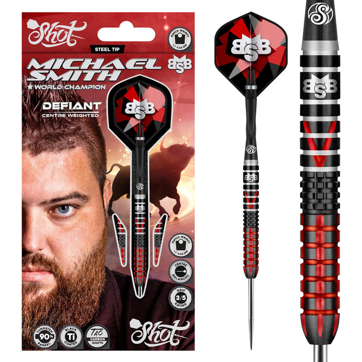 Shot! Steel Darts Michael Smith Bully Boy Defiant 90% Tungsten Steeltip Darts Steeldart Hochwertige