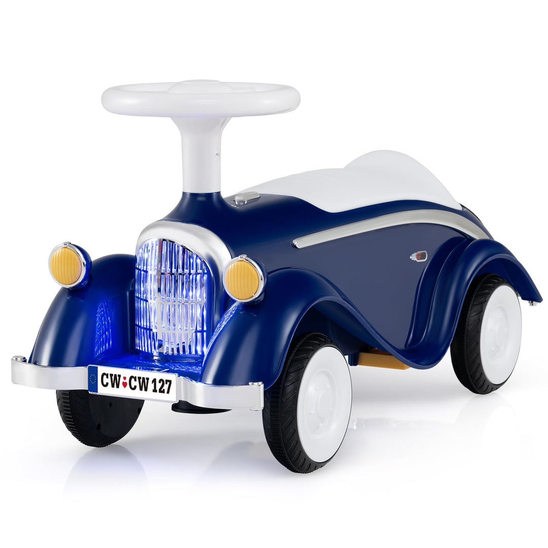 COSTWAY Rutschauto, klassisches Rutschfahrzeug mit Lenkrad & Hupe & LED-Scheinwerfer, Kinderfahrzeug