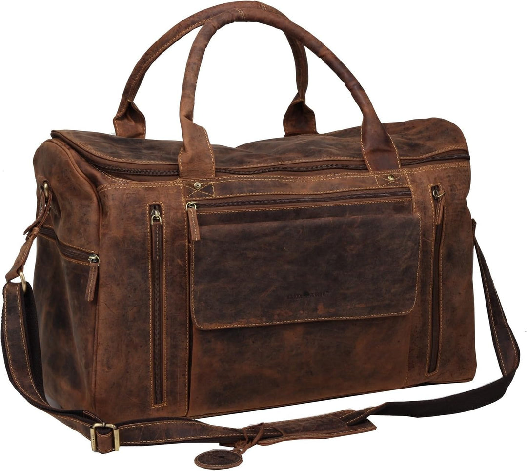 GreenBurry Reisetasche Large 53 x 36 x 26 cm Rind-Leder Sport-Tasche Weekender 1736