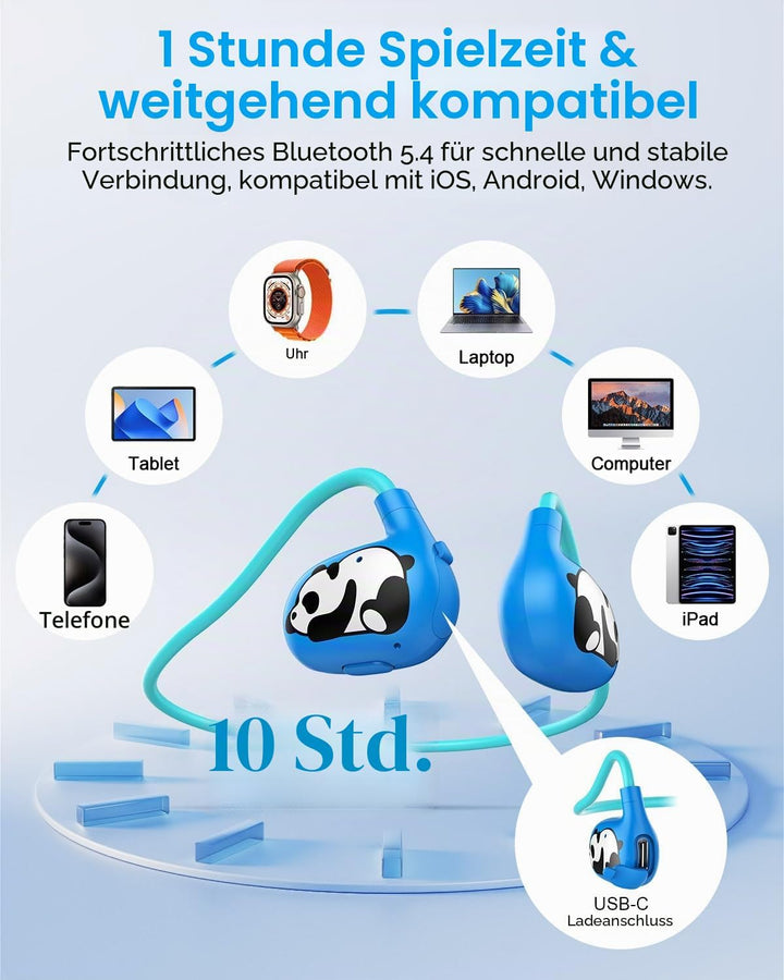 BANIGIPA Kinder-Kopfhörer, offene Kopfhörer, drahtloses Bluetooth 5.4 Headset mit Mikrofon für die S