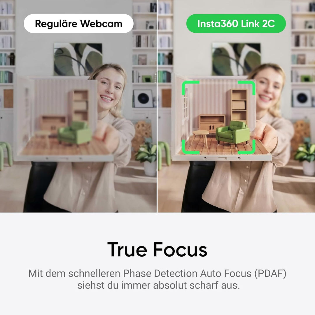 Insta360 Link 2C Stativ-Bundle Polarweiss - 4K Webcam für PC/Mac, 1/2" Sensor, Auto-Framing, HDR, Mi