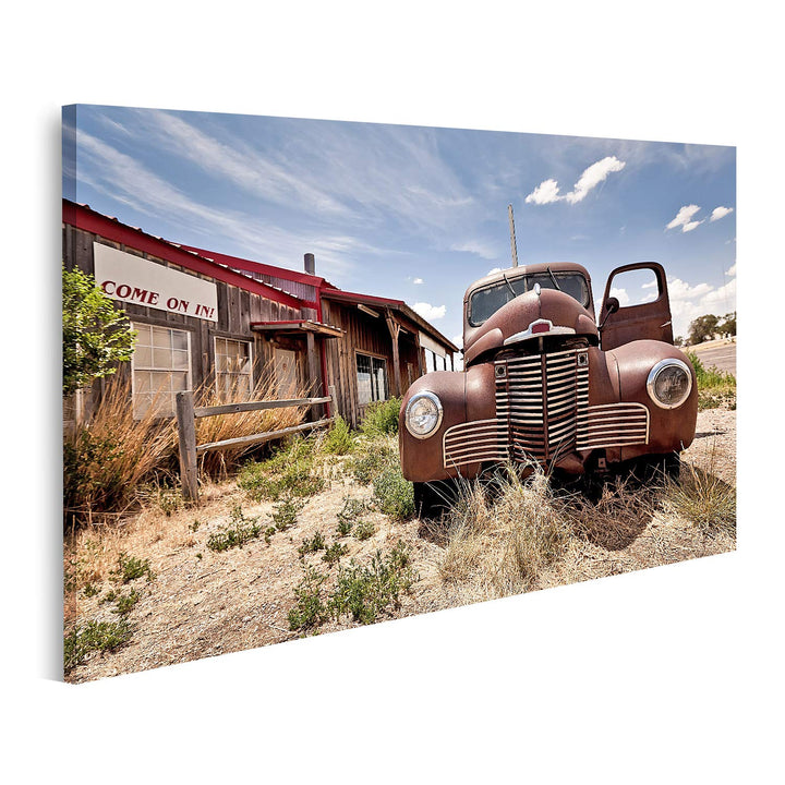 islandburner Bild auf Leinwand Verlassenes Restaraunt Auf Der Route 66 Strasse Bilder Wandbilder Pos