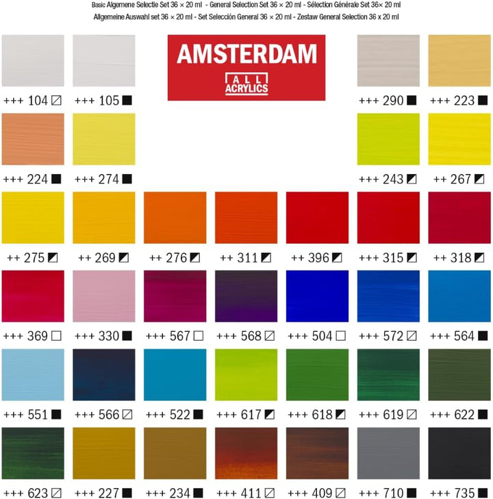 Amsterdam Standard Serie Acrylfarbe Allgemeine Auswahl Set | 36 x 20 ml (17820437)