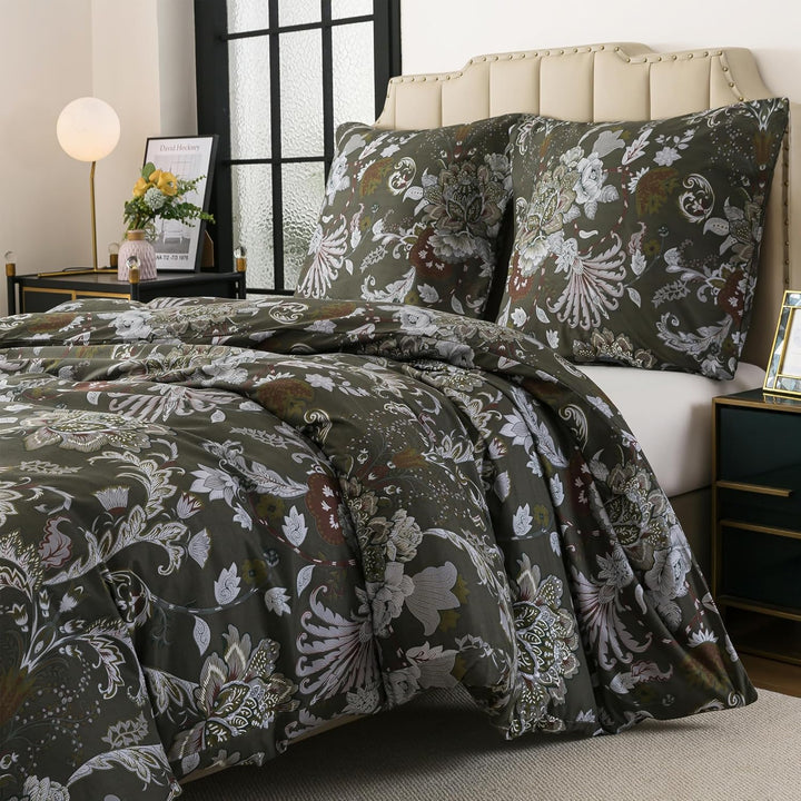 WUMIUER Geblümt Bettwäsche 135x200 2teilig Bettbezug - Barock Stil Blumen Bettwäsche-Set 135 x 200 c