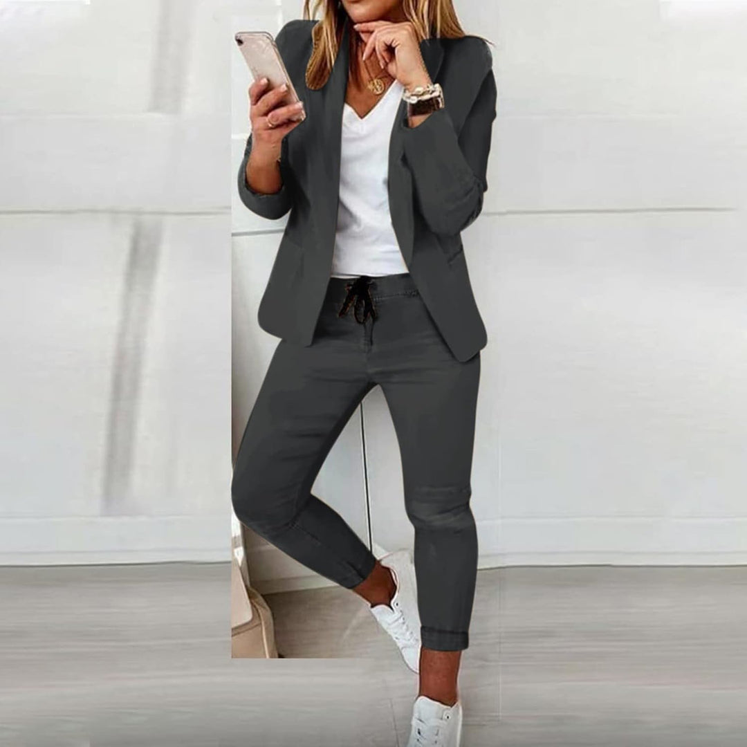 Hosenanzug Damen, Festlich Elegant Business Anzug Set Hosenanzug Blazer Hose Outfit Zweiteiler Slimf