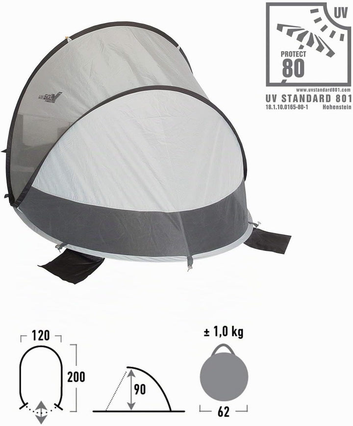 High Peak Unisex – Erwachsene Calobra 80 Strandmuscheln, Aluminium-dunkelgrau, 200x120x90cm