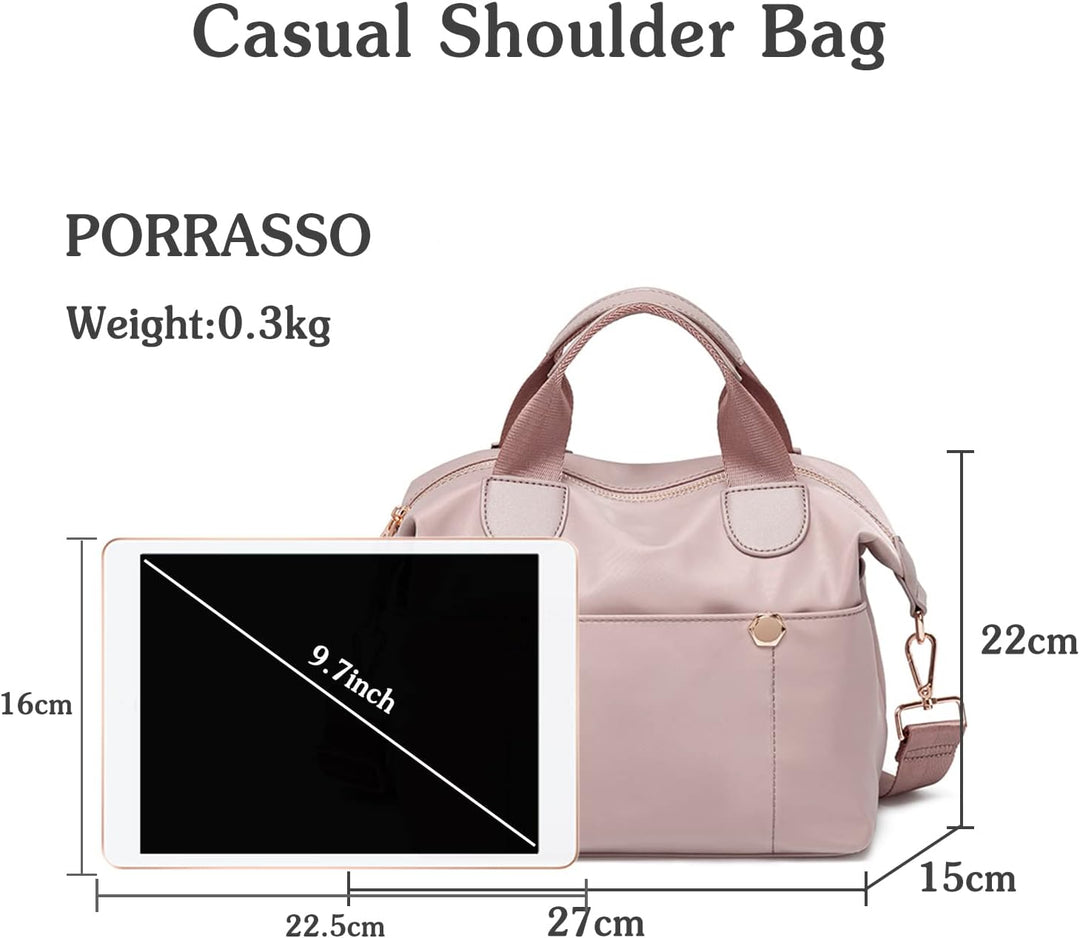 PORRASSO Damen Umhängetasche Mode Schultertasche Frauen Nylon Handtasche Multifunctional Reisen Schu