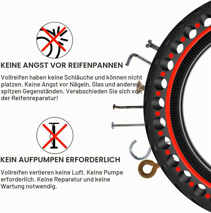 BANGTING 2 PCS 8,5 Zoll E Scooter Solid Reifen, 8 1/2 x2 Vollgummireifen, 50/75-6.1 Ersatzreifen für