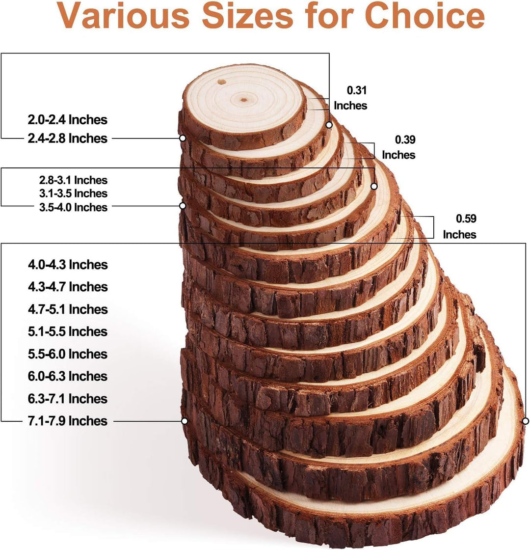 Fuyit Holzscheiben 30 Stücke Holz Log Scheiben 6-7cm mit Loch Unvollendete Holzkreise für DIY Handwe