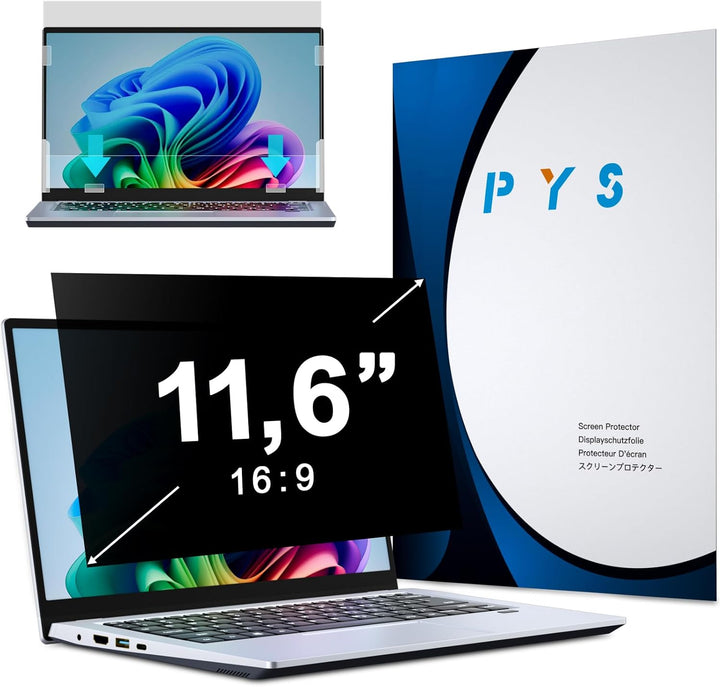 PYS Laptop Blickschutzfolie 11.6 Zoll Anti Spy Blaulicht Blendfrei Sichtschutz Folie 16:9 Abnehmbare