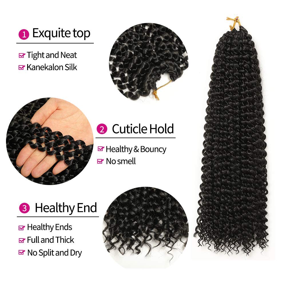 Passion Twist Hair, 7 Packungen 18-Zoll-Wasserwellen-Häkelhaar für langes böhmisches Haar Flechten v