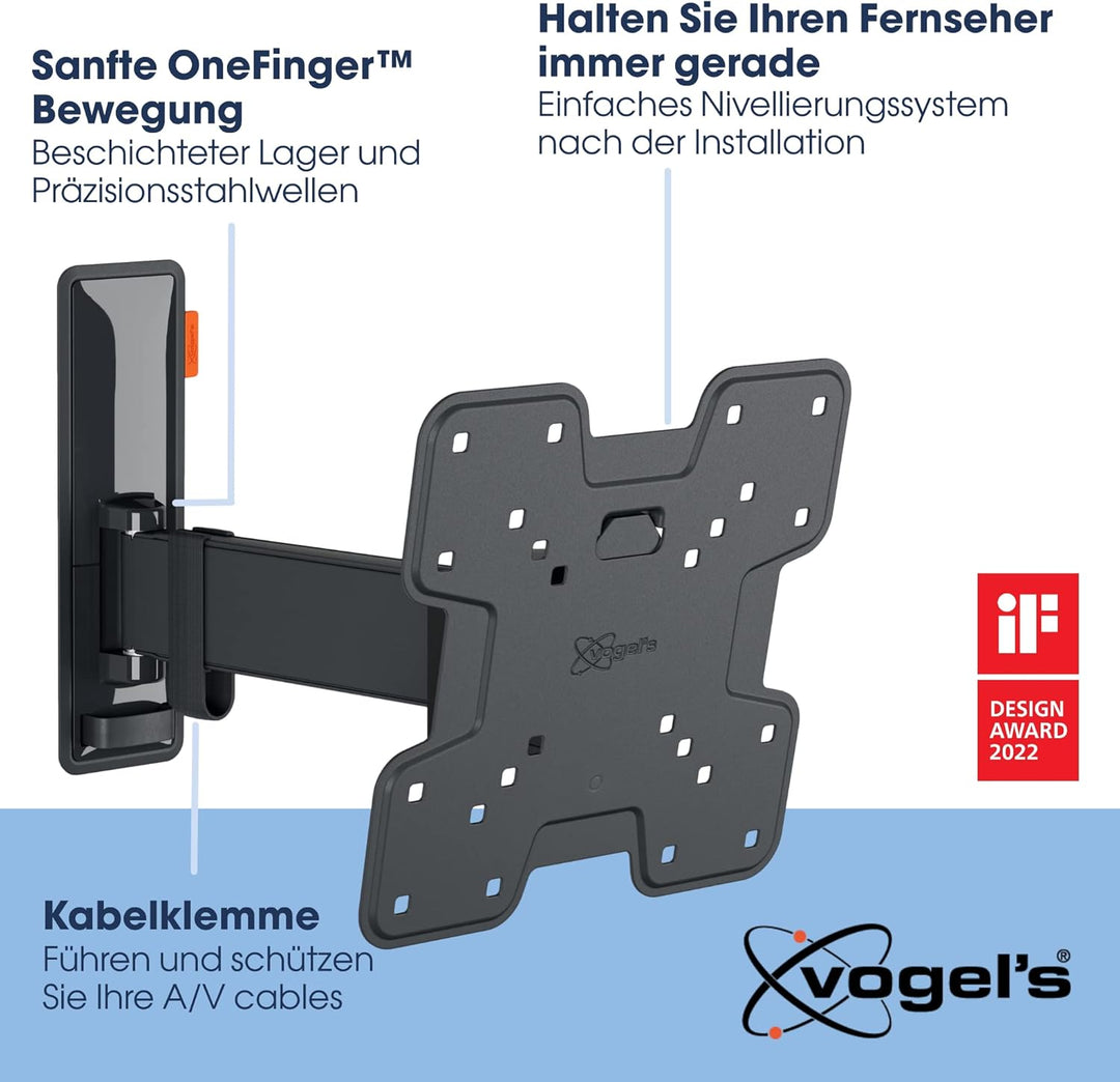 Vogel's Comfort TVM 3225 Schwenkbare TV-Wandhalterung für 19-43 Zoll Fernseher, Max. 15 kg, Schwenkb