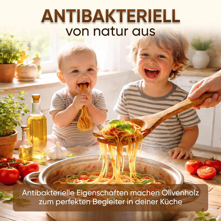 GOLDENBERG® Premium Kochlöffel Set 5-teilig | feinstes italienisches Olivenholz | antibakteriell &amp; l